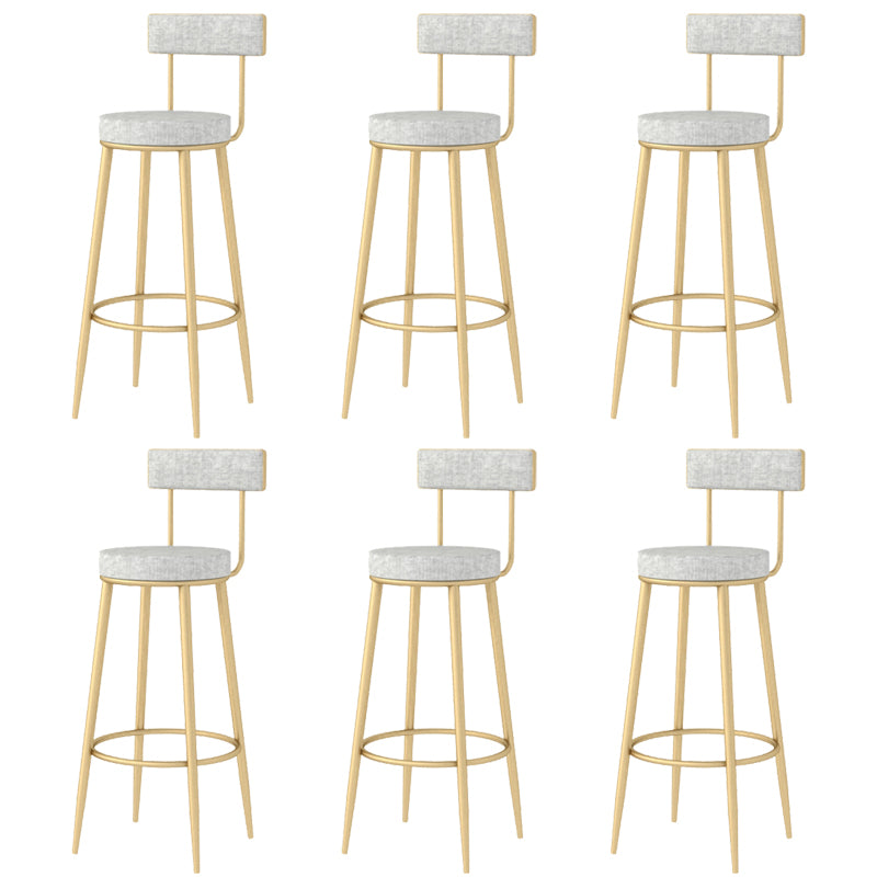 Modern Style Linen Counter Stool Round Low Back Bar Stool with Footrest