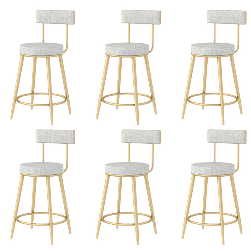 Modern Style Linen Counter Stool Round Low Back Bar Stool with Footrest