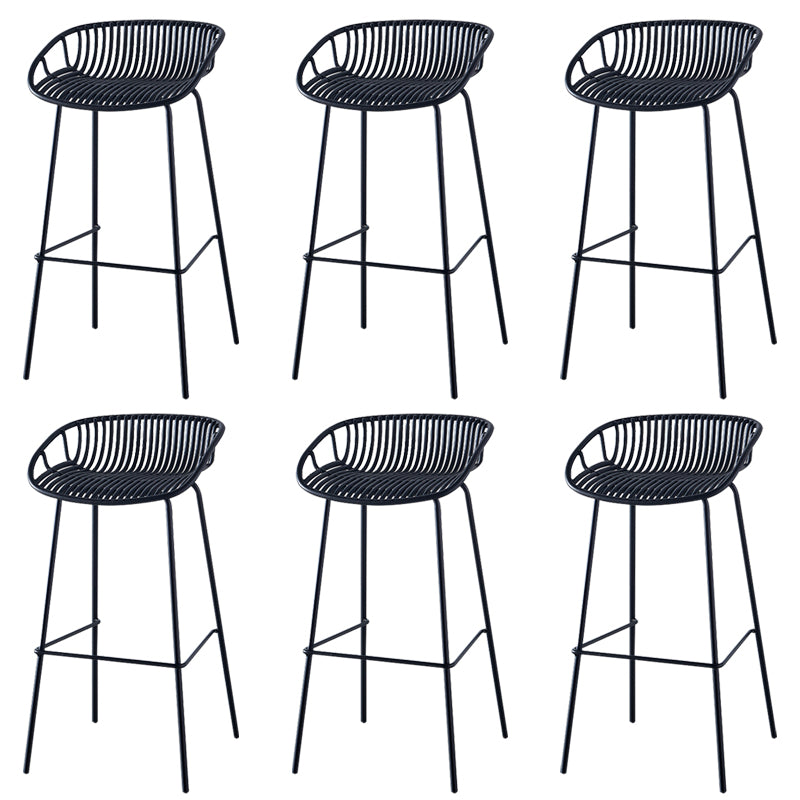 Nordic Backrest Counter Stool with Metal Base Plastic Armless Cafe Bar Chair with 4 Legs