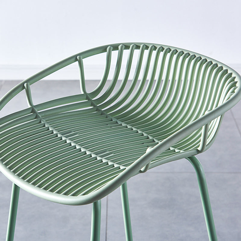 Nordic Backrest Counter Stool with Metal Base Plastic Armless Cafe Bar Chair with 4 Legs