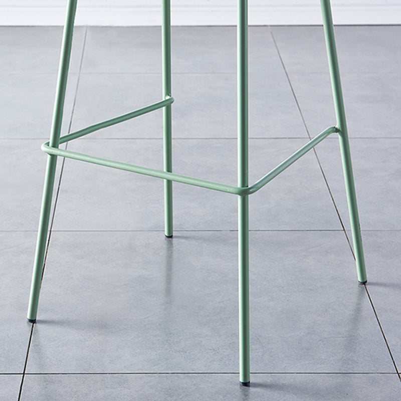 Nordic Backrest Counter Stool with Metal Base Plastic Armless Cafe Bar Chair with 4 Legs