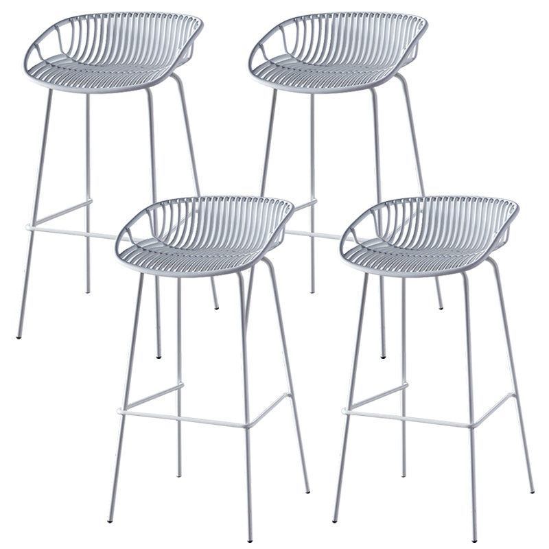Nordic Backrest Counter Stool with Metal Base Plastic Armless Cafe Bar Chair with 4 Legs