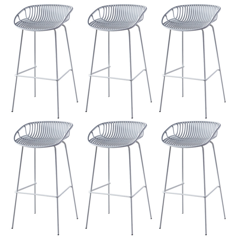 Nordic Backrest Counter Stool with Metal Base Plastic Armless Cafe Bar Chair with 4 Legs