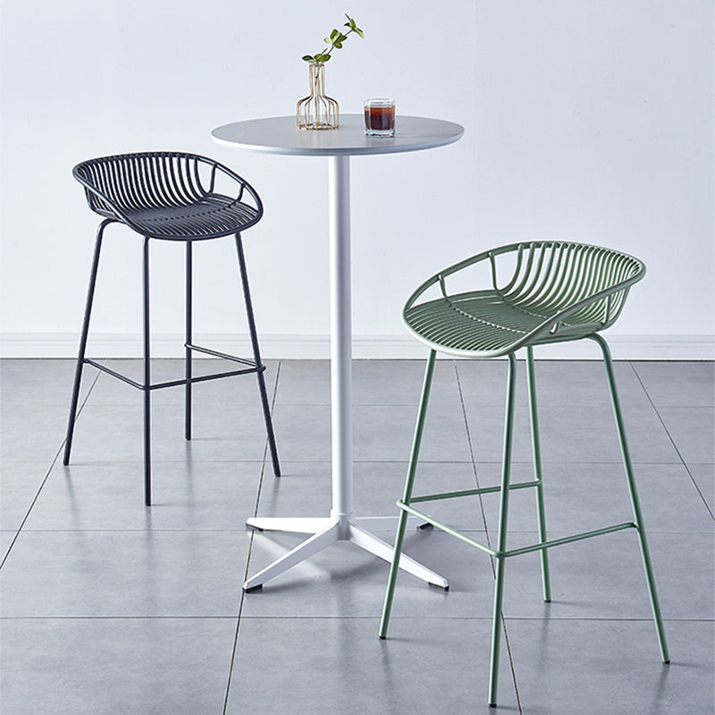 Nordic Backrest Counter Stool with Metal Base Plastic Armless Cafe Bar Chair with 4 Legs
