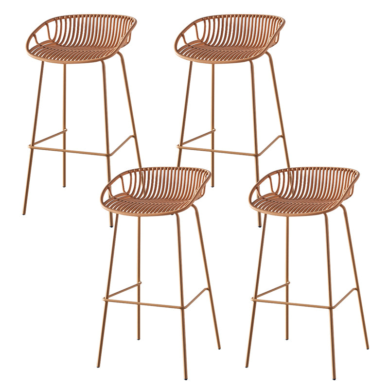 Nordic Backrest Counter Stool with Metal Base Plastic Armless Cafe Bar Chair with 4 Legs