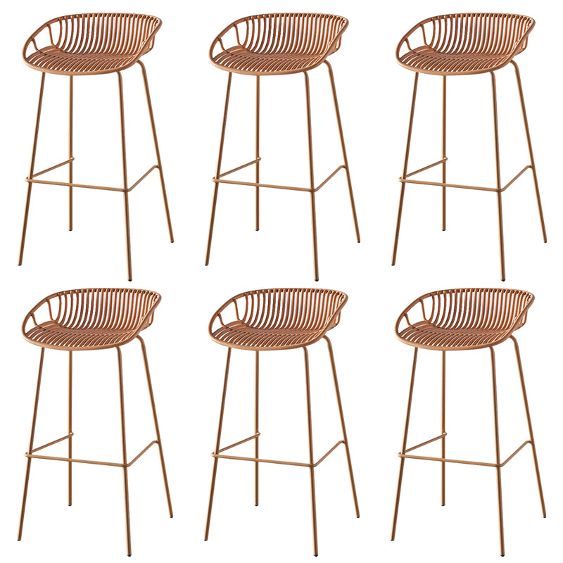 Nordic Backrest Counter Stool with Metal Base Plastic Armless Cafe Bar Chair with 4 Legs
