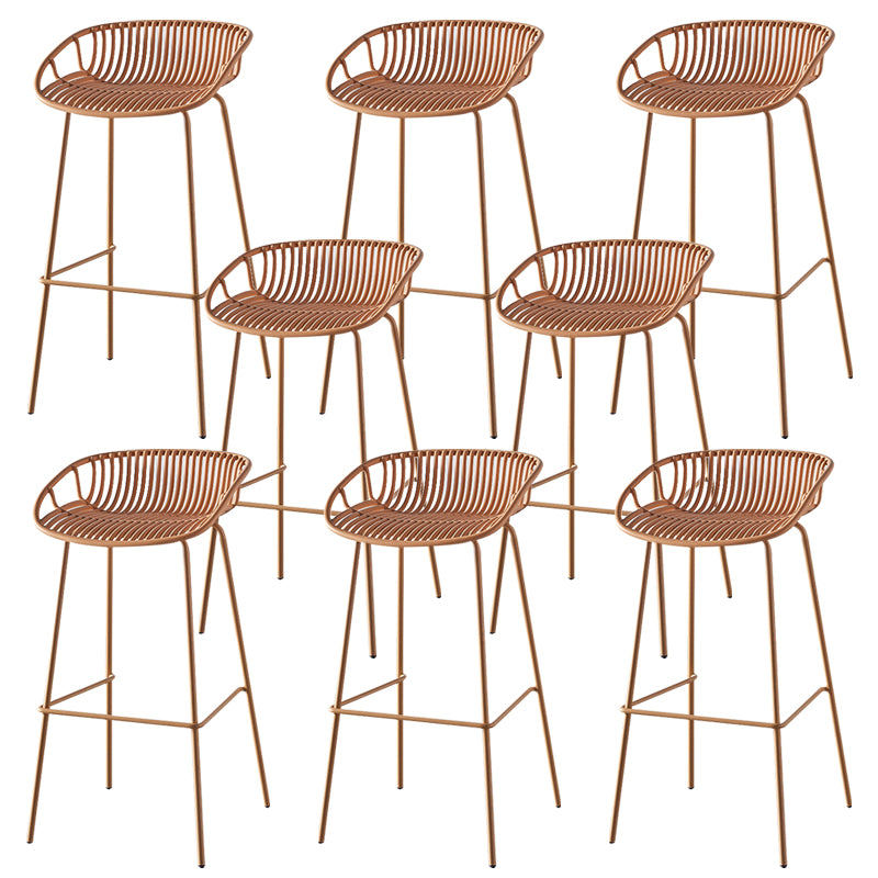 Nordic Backrest Counter Stool with Metal Base Plastic Armless Cafe Bar Chair with 4 Legs