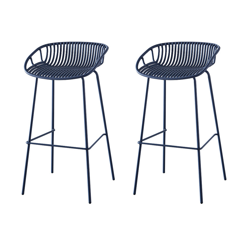 Nordic Backrest Counter Stool with Metal Base Plastic Armless Cafe Bar Chair with 4 Legs