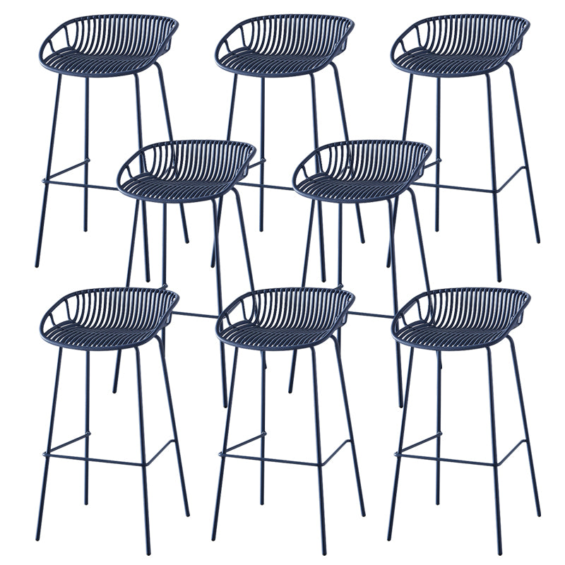 Nordic Backrest Counter Stool with Metal Base Plastic Armless Cafe Bar Chair with 4 Legs