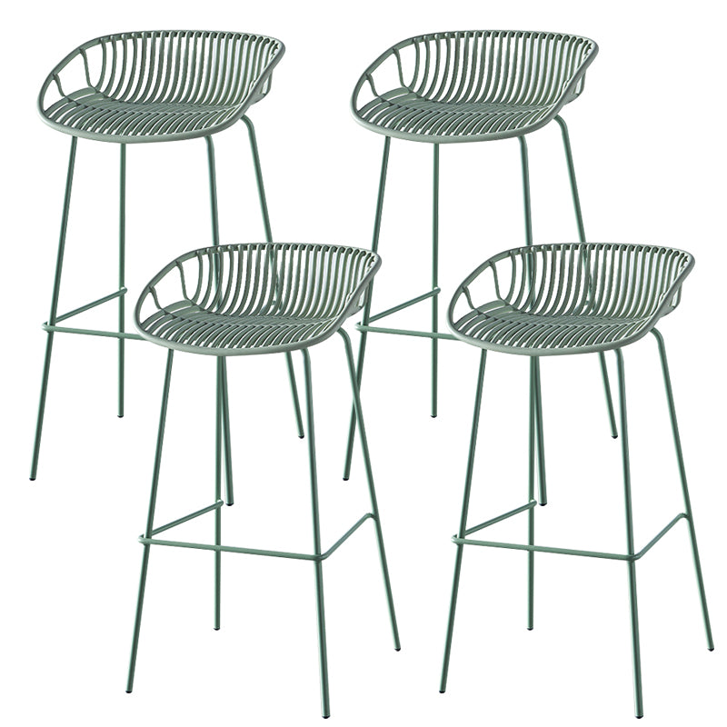 Nordic Backrest Counter Stool with Metal Base Plastic Armless Cafe Bar Chair with 4 Legs