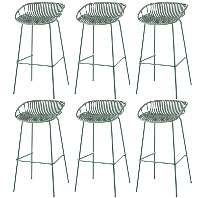 Nordic Backrest Counter Stool with Metal Base Plastic Armless Cafe Bar Chair with 4 Legs