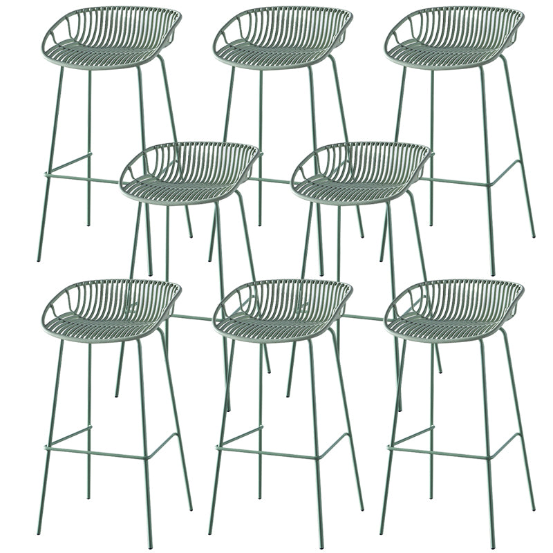 Nordic Backrest Counter Stool with Metal Base Plastic Armless Cafe Bar Chair with 4 Legs