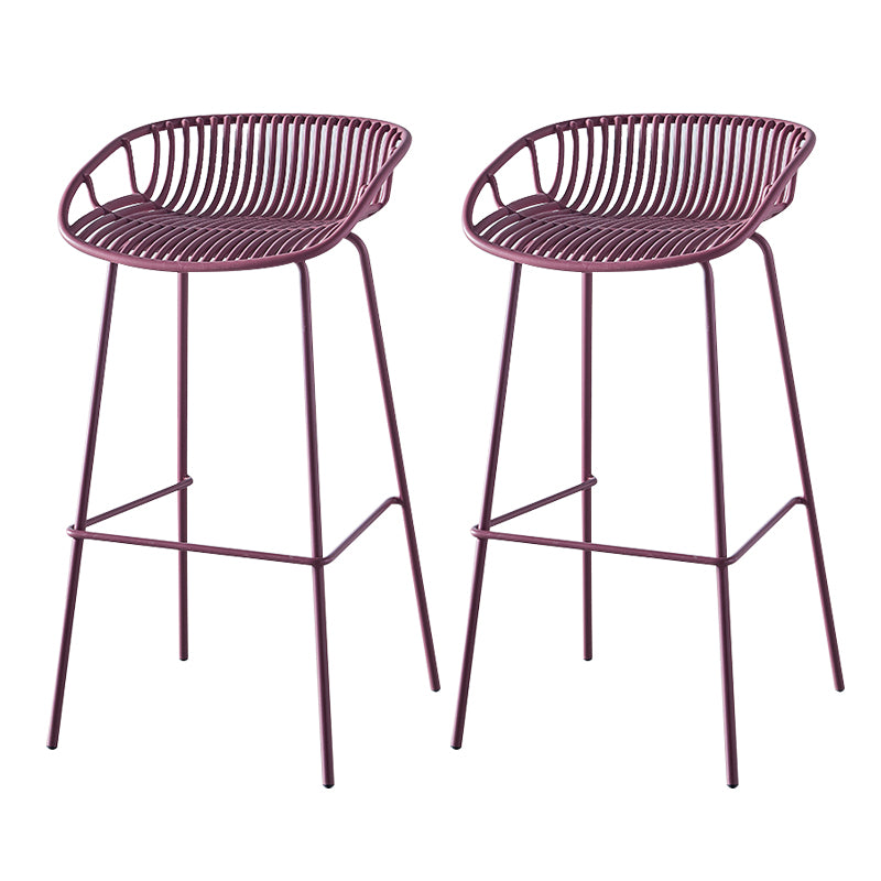 Nordic Backrest Counter Stool with Metal Base Plastic Armless Cafe Bar Chair with 4 Legs