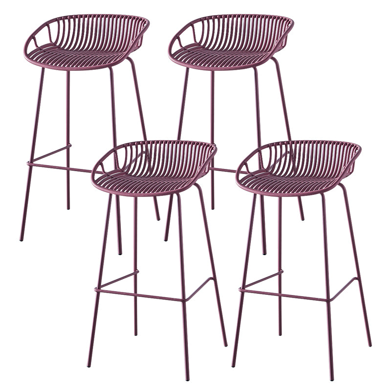 Nordic Backrest Counter Stool with Metal Base Plastic Armless Cafe Bar Chair with 4 Legs