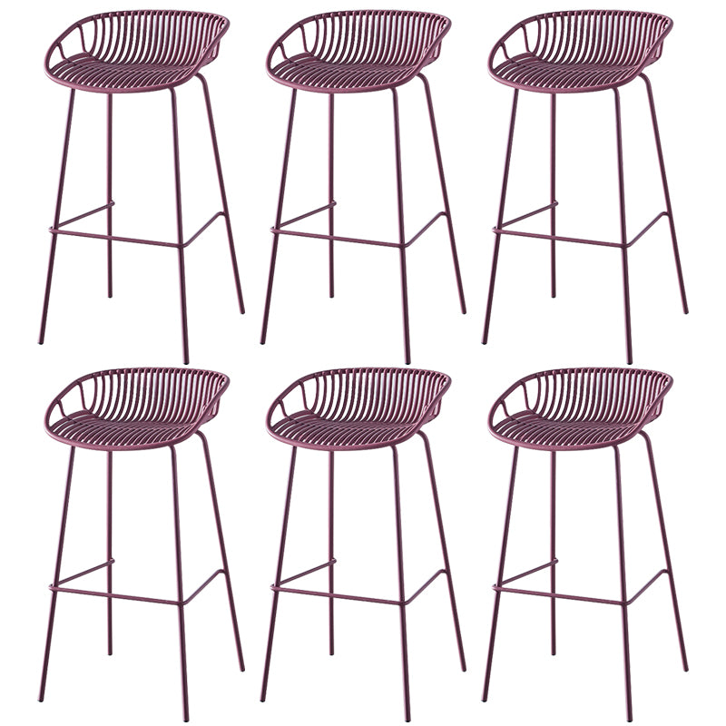 Nordic Backrest Counter Stool with Metal Base Plastic Armless Cafe Bar Chair with 4 Legs