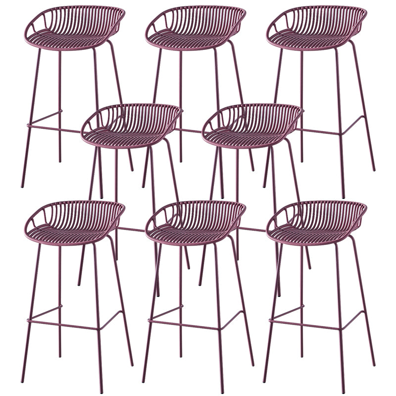 Nordic Backrest Counter Stool with Metal Base Plastic Armless Cafe Bar Chair with 4 Legs