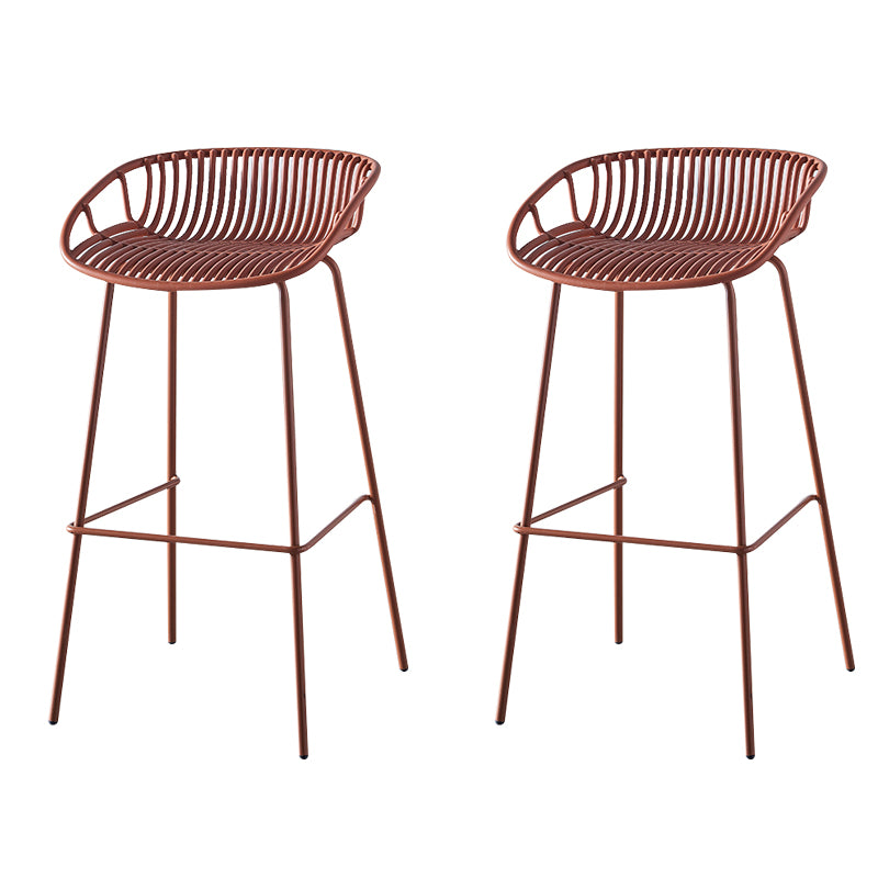 Nordic Backrest Counter Stool with Metal Base Plastic Armless Cafe Bar Chair with 4 Legs