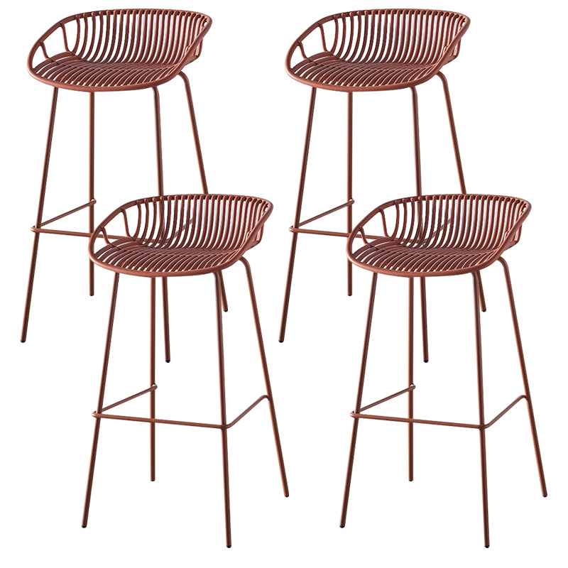 Nordic Backrest Counter Stool with Metal Base Plastic Armless Cafe Bar Chair with 4 Legs