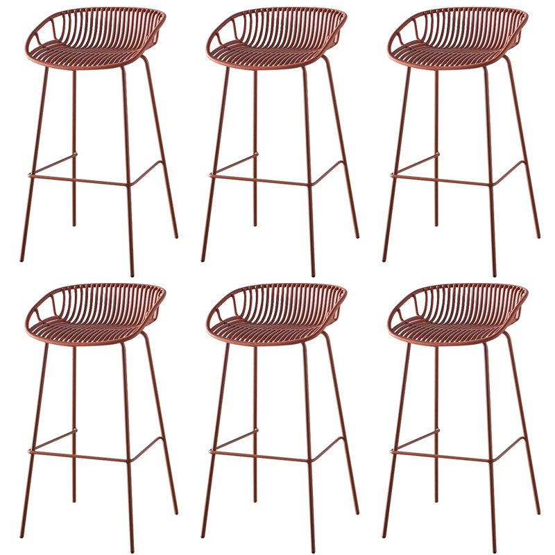 Nordic Backrest Counter Stool with Metal Base Plastic Armless Cafe Bar Chair with 4 Legs
