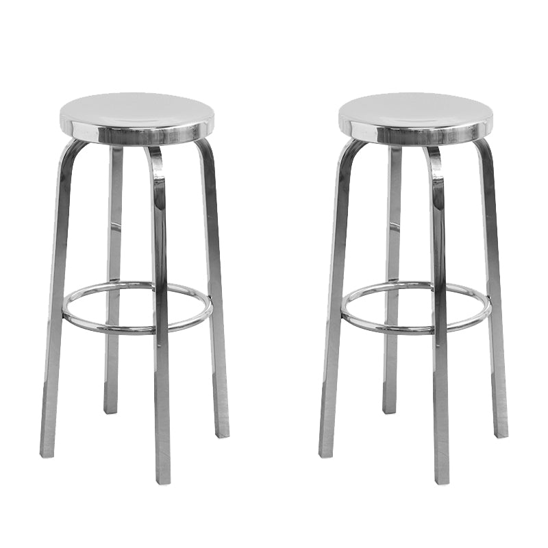 Industrial Stainless Steel Counter Stool Round Backless Bar Stool with Footrest