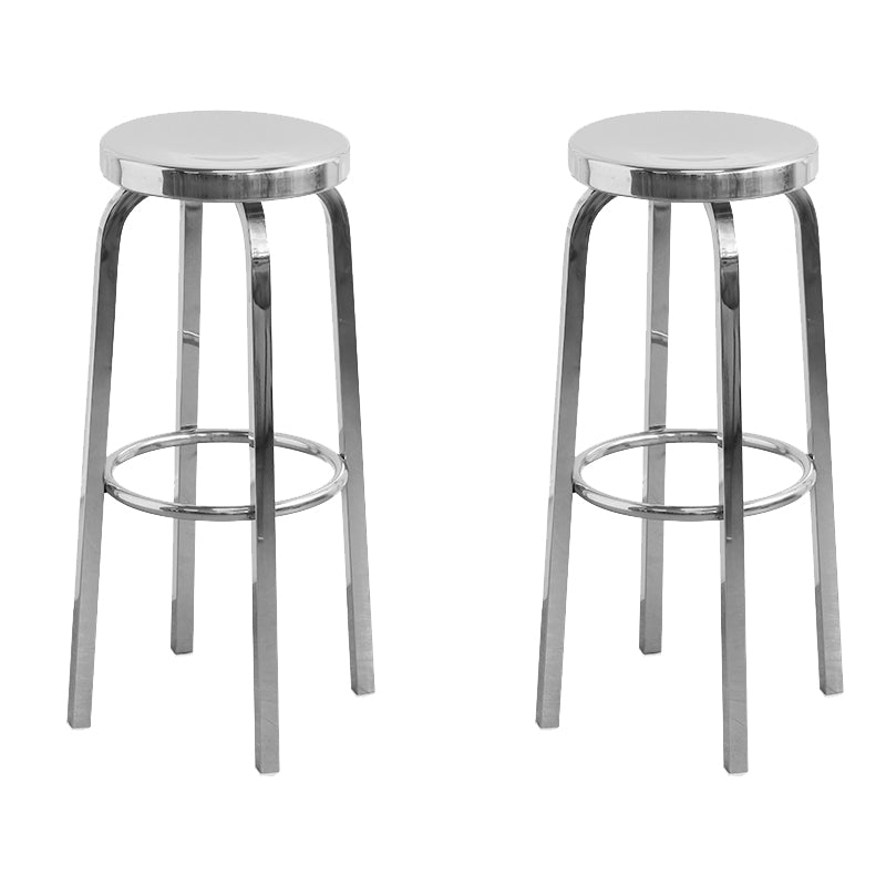 Industrial Stainless Steel Counter Stool Round Backless Bar Stool with Footrest