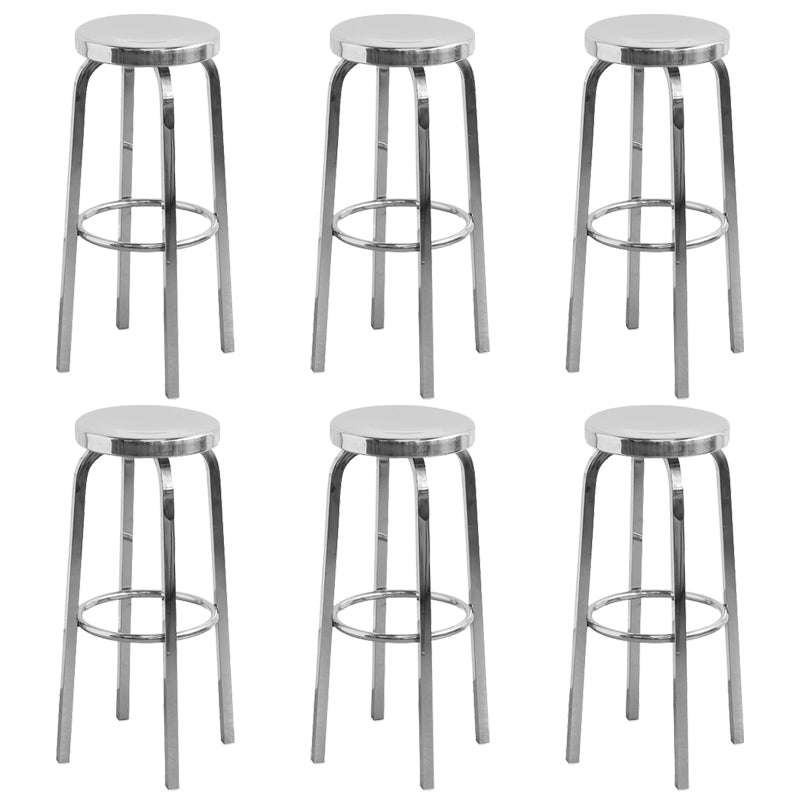 Industrial Stainless Steel Counter Stool Round Backless Bar Stool with Footrest