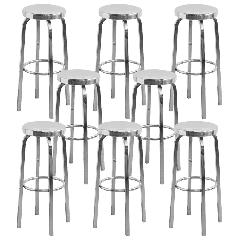 Industrial Stainless Steel Counter Stool Round Backless Bar Stool with Footrest
