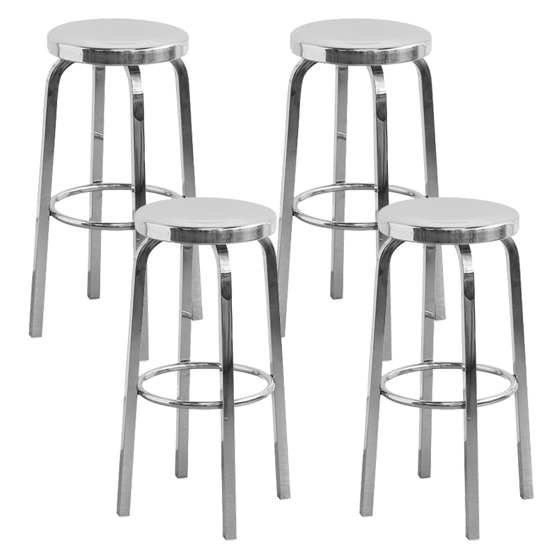 Industrial Stainless Steel Counter Stool Round Backless Bar Stool with Footrest