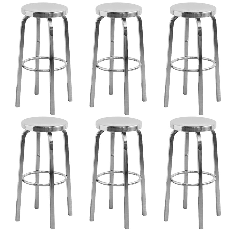 Industrial Stainless Steel Counter Stool Round Backless Bar Stool with Footrest