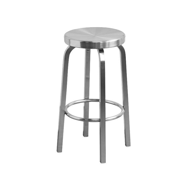 Industrial Stainless Steel Counter Stool Round Backless Bar Stool with Footrest