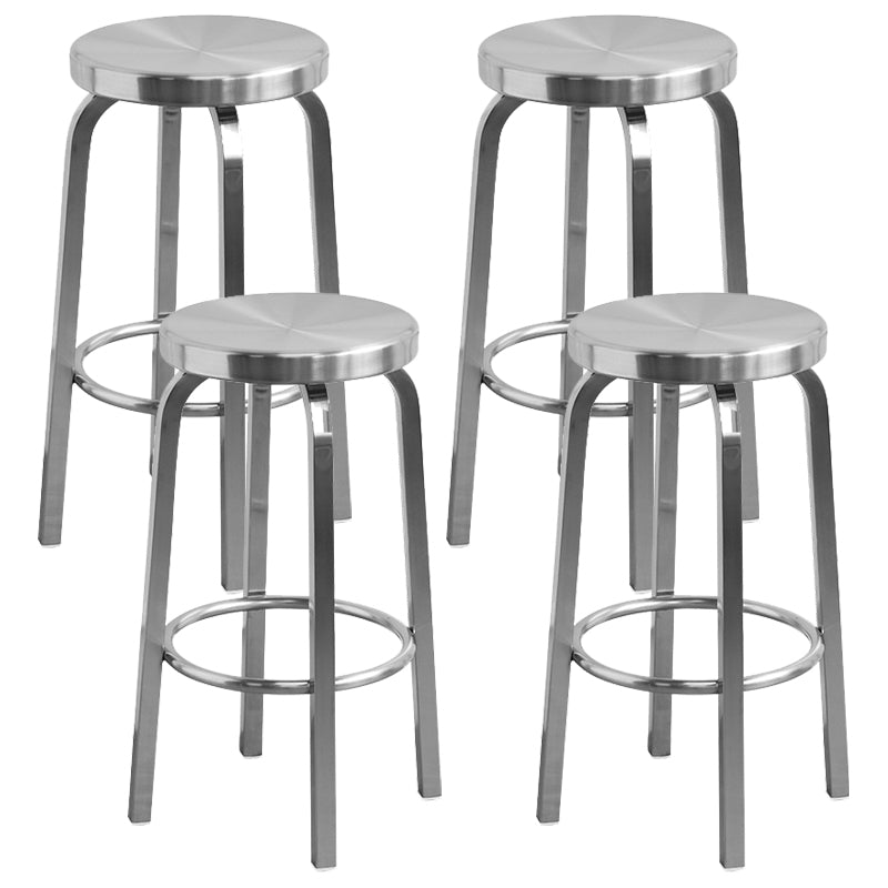 Industrial Stainless Steel Counter Stool Round Backless Bar Stool with Footrest