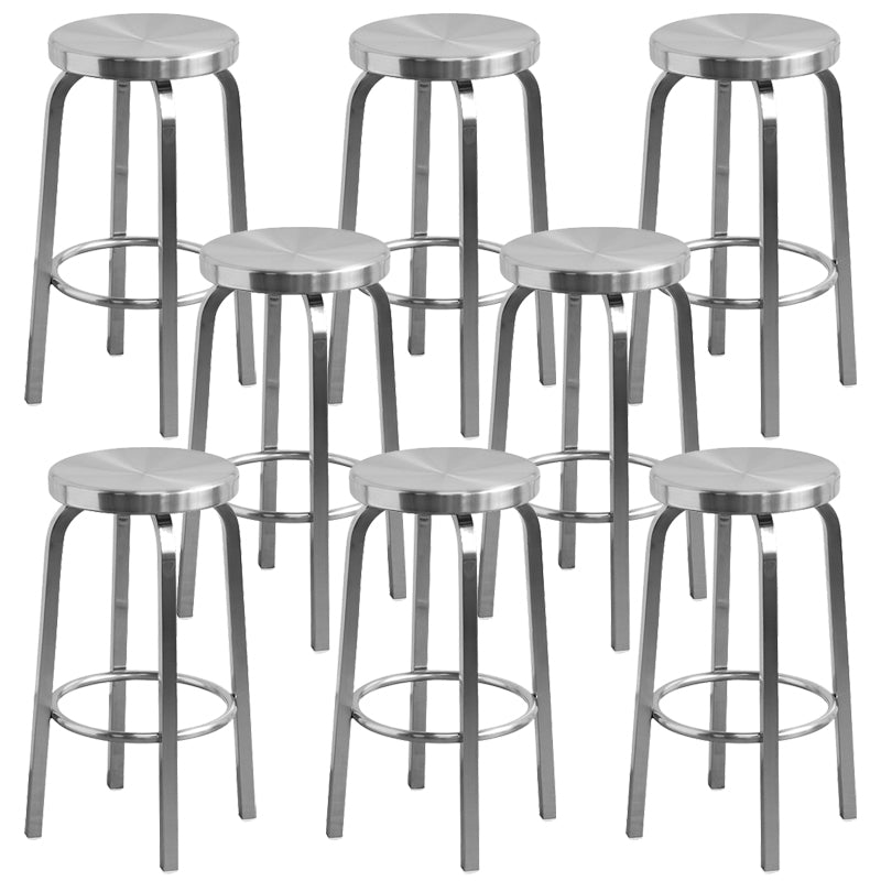 Industrial Stainless Steel Counter Stool Round Backless Bar Stool with Footrest