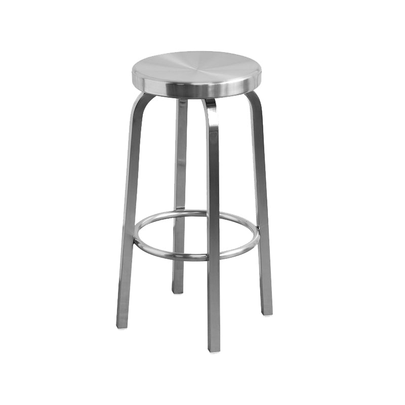 Industrial Stainless Steel Counter Stool Round Backless Bar Stool with Footrest