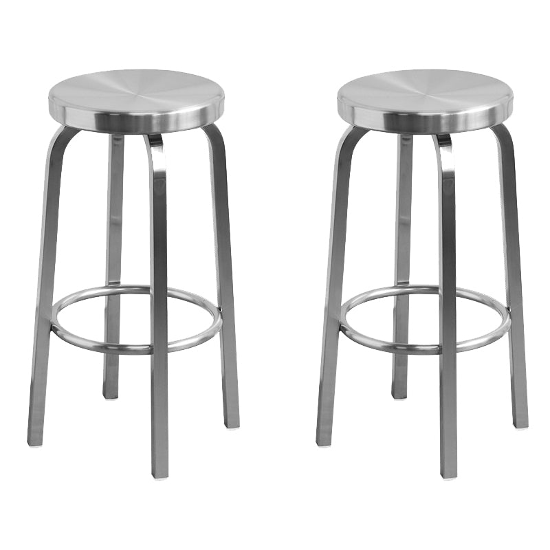 Industrial Stainless Steel Counter Stool Round Backless Bar Stool with Footrest
