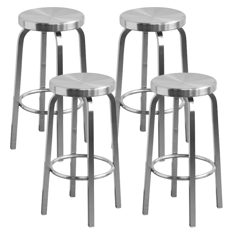 Industrial Stainless Steel Counter Stool Round Backless Bar Stool with Footrest