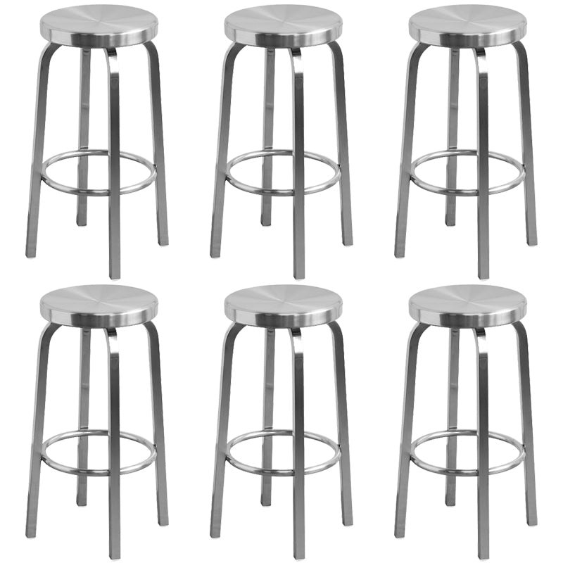 Industrial Stainless Steel Counter Stool Round Backless Bar Stool with Footrest