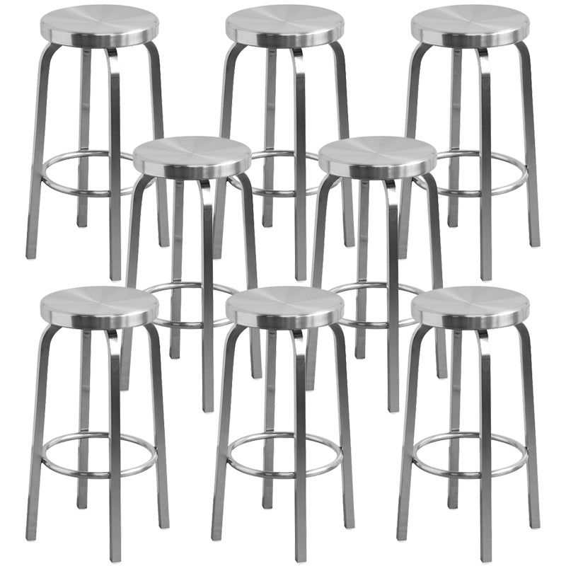 Industrial Stainless Steel Counter Stool Round Backless Bar Stool with Footrest