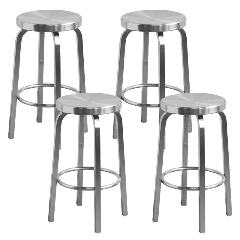 Industrial Stainless Steel Counter Stool Round Backless Bar Stool with Footrest