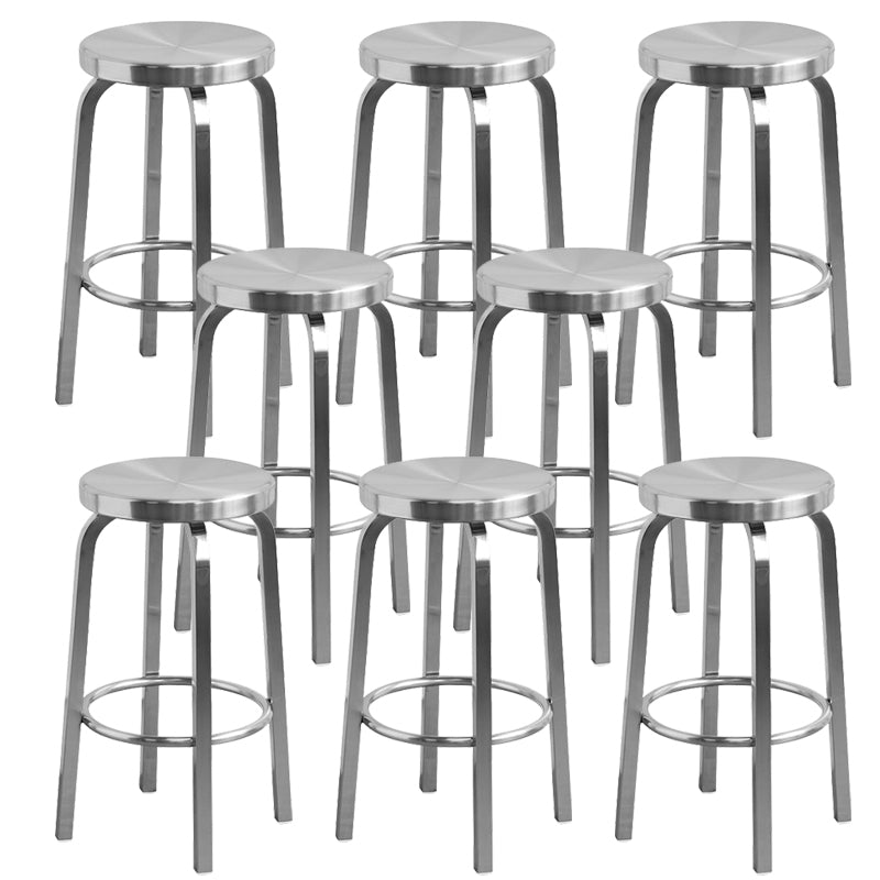 Industrial Stainless Steel Counter Stool Round Backless Bar Stool with Footrest