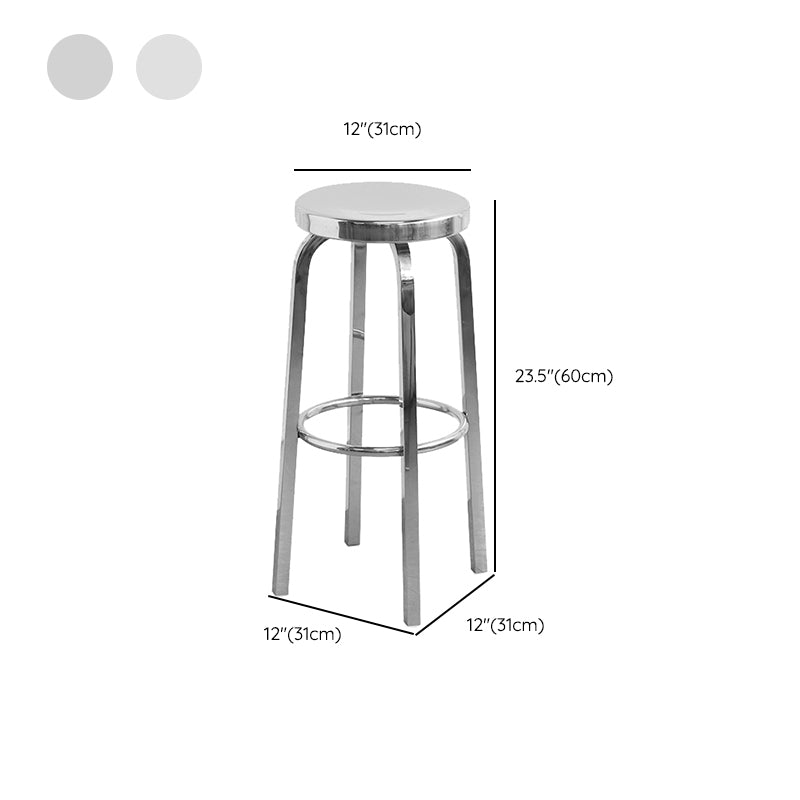 Industrial Stainless Steel Counter Stool Round Backless Bar Stool with Footrest