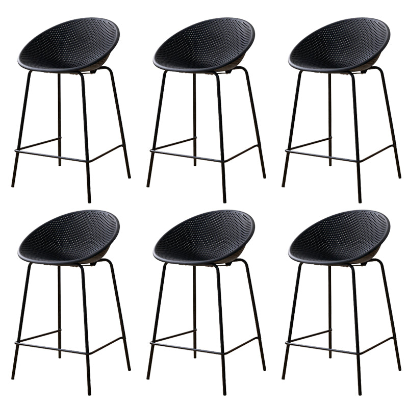 Nordic Backrest Counter Stool with Metal Base Plastic Armless Bar Chair with 4 Legs