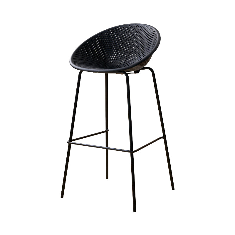 Nordic Backrest Counter Stool with Metal Base Plastic Armless Bar Chair with 4 Legs