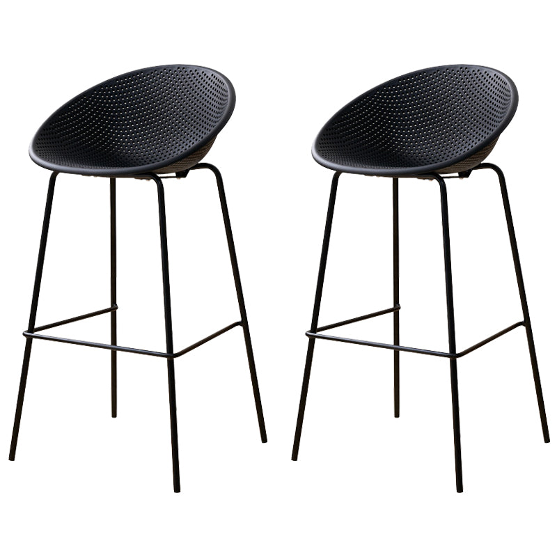 Nordic Backrest Counter Stool with Metal Base Plastic Armless Bar Chair with 4 Legs