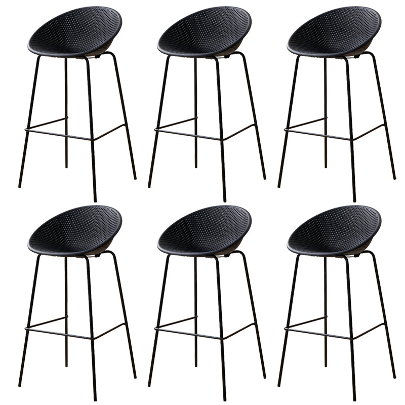 Nordic Backrest Counter Stool with Metal Base Plastic Armless Bar Chair with 4 Legs