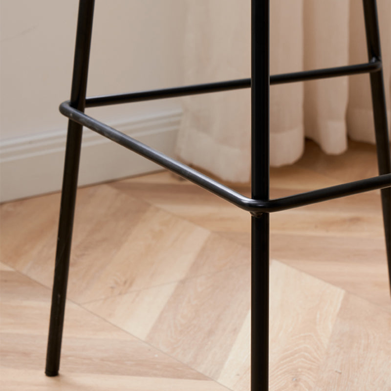Nordic Backrest Counter Stool with Metal Base Plastic Armless Bar Chair with 4 Legs