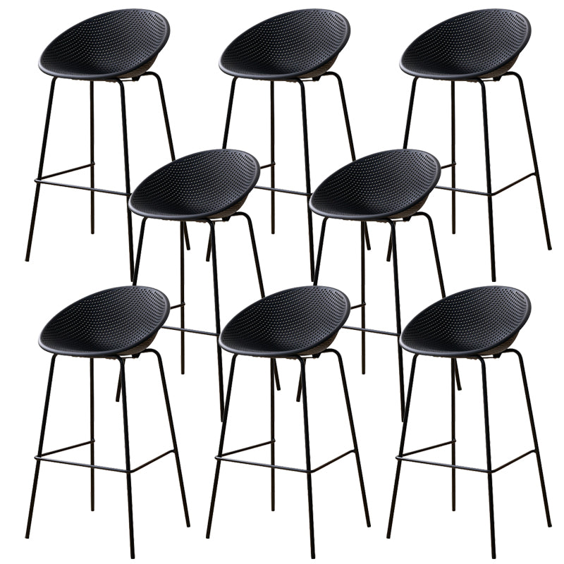 Nordic Backrest Counter Stool with Metal Base Plastic Armless Bar Chair with 4 Legs