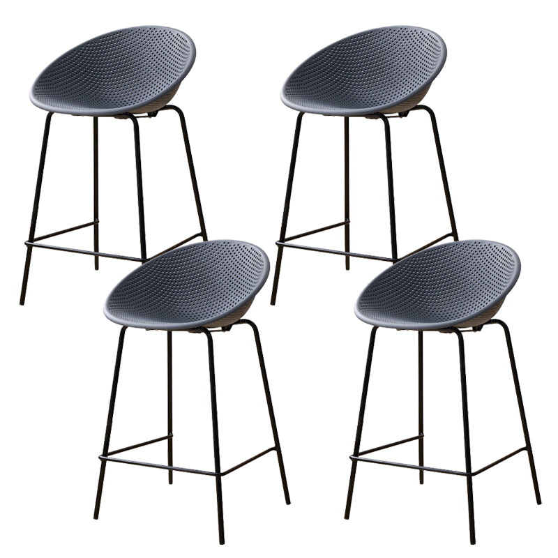 Nordic Backrest Counter Stool with Metal Base Plastic Armless Bar Chair with 4 Legs