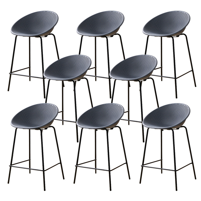 Nordic Backrest Counter Stool with Metal Base Plastic Armless Bar Chair with 4 Legs
