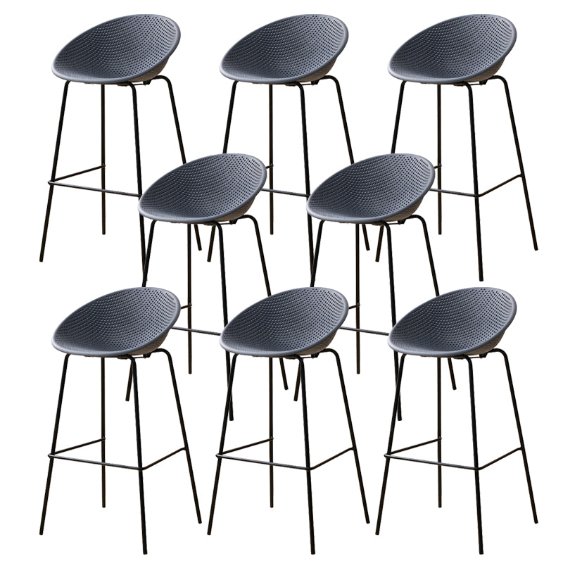 Nordic Backrest Counter Stool with Metal Base Plastic Armless Bar Chair with 4 Legs