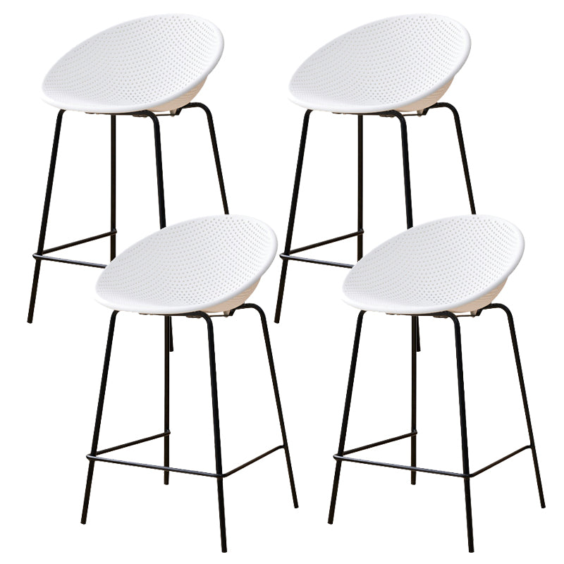 Nordic Backrest Counter Stool with Metal Base Plastic Armless Bar Chair with 4 Legs